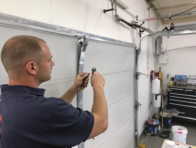 Before and after garage door dent repair by West Palm Beach Garage Door Repair in West Palm Beach